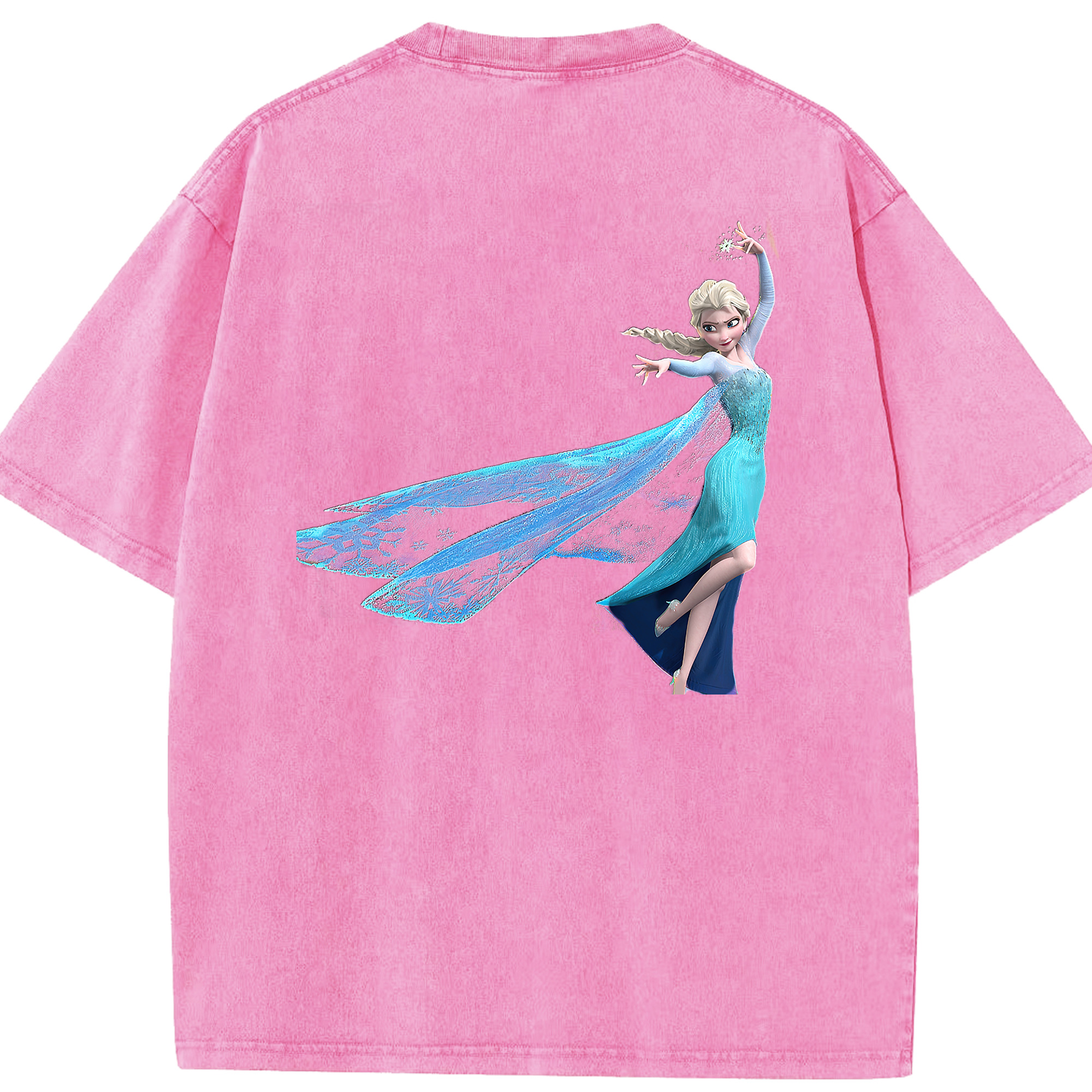 （画像用） アナと雪の女王 アンナ エルサ Frozen Anna Elsa 綿100% ヴィンテージ風 半袖Tシャツ（背面プリント）